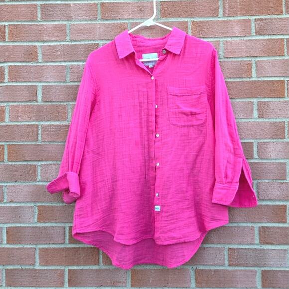 Rails Ellis shirt Hibiscus Size Medium Pink - Picture 1 of 6